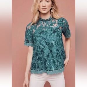 HD in Paris Teal Lace Blouse